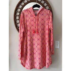 Aqua et Sol Resort Dress Hooded Swim Cover Up Pockets Pink Size Large UV Protect